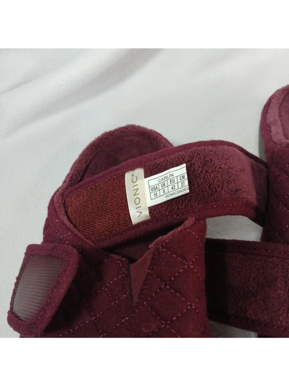 Vionic Carlin Adjustable Hook and Loop Burgandy Quilted Pattern Orthotic Size 10 - Picture 8 of 16